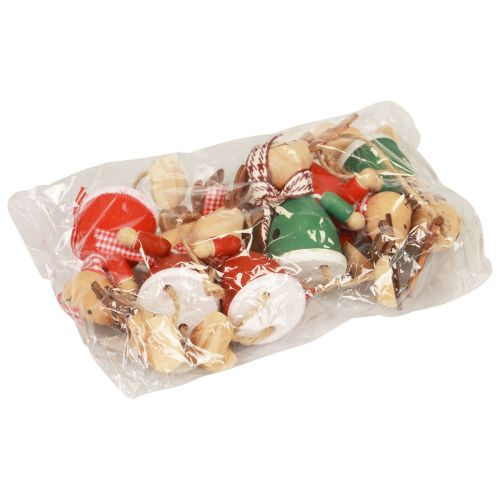 Floristik24 Älgdekoration dekorationshängare i trä Julgrön röd 10,5cm 6 st