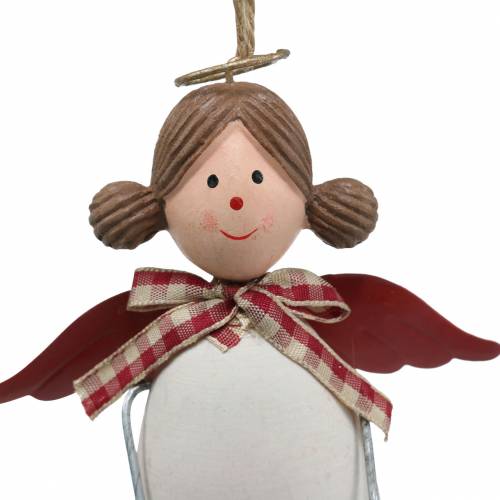 Artikel Julfigurer ängel och ren för att hänga vit, röd Ø4,7cm H20 / 18cm 2st