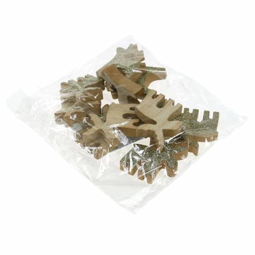 Floristik24 Strödekoration julälgträ gyllene, glitter 5×5,5cm 12 st