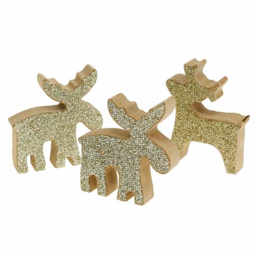 Floristik24 Strödekoration julälgträ gyllene, glitter 5×5,5cm 12 st