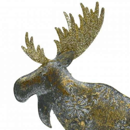Floristik24 Julfigur älg gyllene antik look metall 21 × 14,5 cm