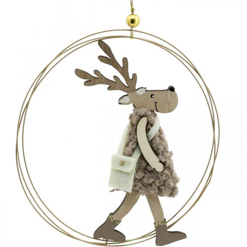 Floristik24 Renar att hänga, julhänge, adventsdekoration i ring Ø15cm set om 3