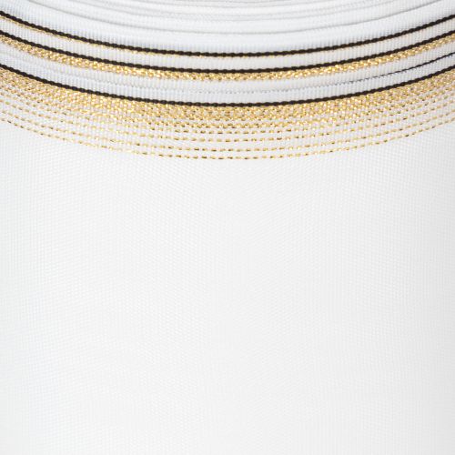 Elegant Moiré-kransband, 125 mm, vitt med guldkant - Högkvalitativt dekorativt band för blomsterdekorationer och fester | Floristik24.se