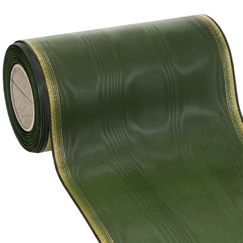 Floristik24 Elegant moiré-kransband, 175 mm, mörkgrönt med pärlkant och taftväv för festliga tillfällen
