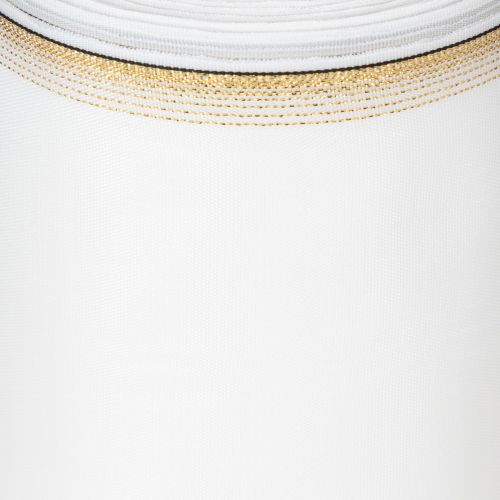 Elegant moiré-kransband med guldkant, bröllopsdekoration, sorgband, vitt 150 mm x 25 m | Floristik24.se