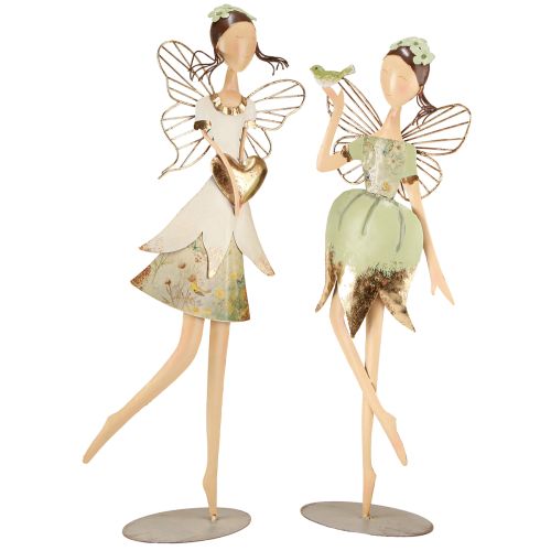 Floristik24 Tomtefigurer Metalldekoration Hjärta Fågel H55cm/60cm 2st