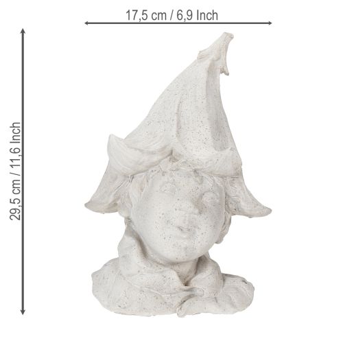 Artikel Dekorativ gnomhuvudfigur för snygga trädgårds- och vardagsrumsdetaljer, grå, 30 cm
