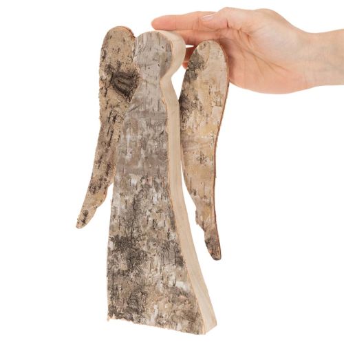 Ängelfigur av trä med björkbark, 30 cm | Floristik24.se