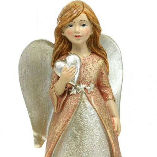 Artikel Ängelfigur skyddsängel Julängel med hjärta H19cm 2st