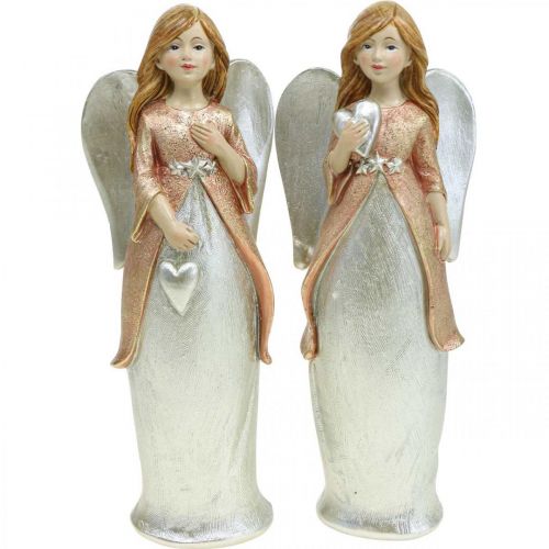 Ängelfigur skyddsängel Julängel med hjärta H19cm 2st