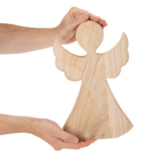 Dekorativ träängelfigur av ljust naturträ, juldekoration, 30 cm | Floristik24.se