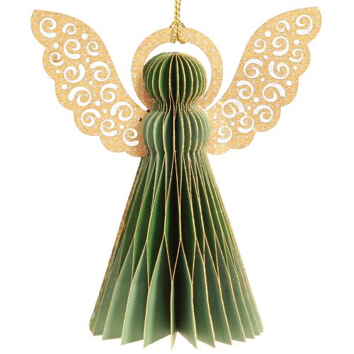 Floristik24 Ängel honeycomb pappersdekoration julgrönt guld 12cm 4 st
