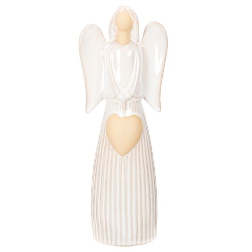 Ängelfigur med hjärtdekoration i krämvitt, 23 cm köpa | Floristik24.se