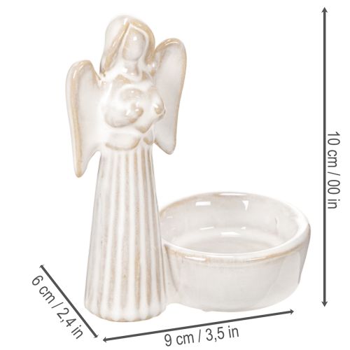 Ängelskåldekoration med liten figur och rund värmeljushållare 10 cm 3 st | Floristik24.se