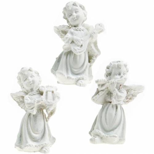 Floristik24 Dekorativ ängel med instrument vit H4.5cm 9st