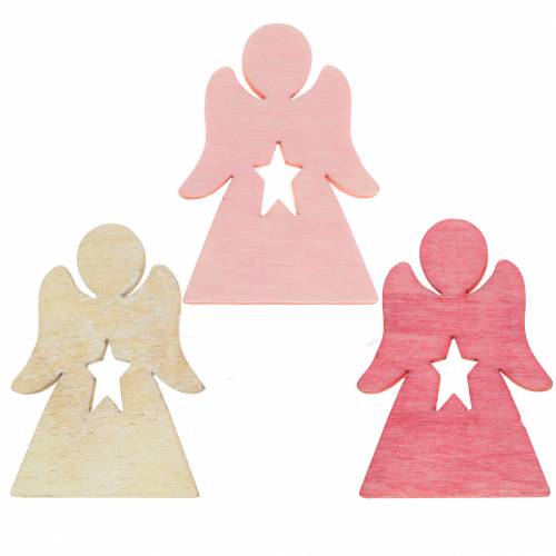 Artikel Träängel för spridning rosa, rosa, vit 4cm 72 st