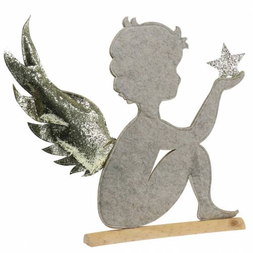 Floristik24 Julängelstativ på björkstamfiltkräm, guld H46cm