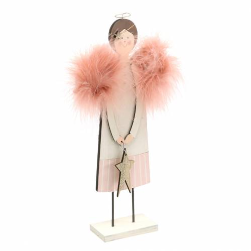 Floristik24 Ängel med fjädervingar rosa 28cm trä