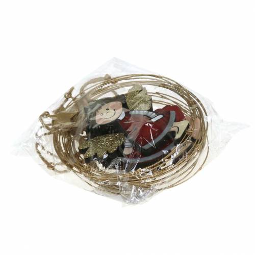 Floristik24 Ängel i dekorativ ring för att hänga trä, metall Ø14cm 6st