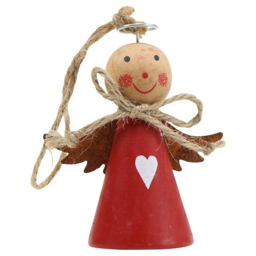 Floristik24 Ängelträfigur röd för att hänga 8 cm 4st