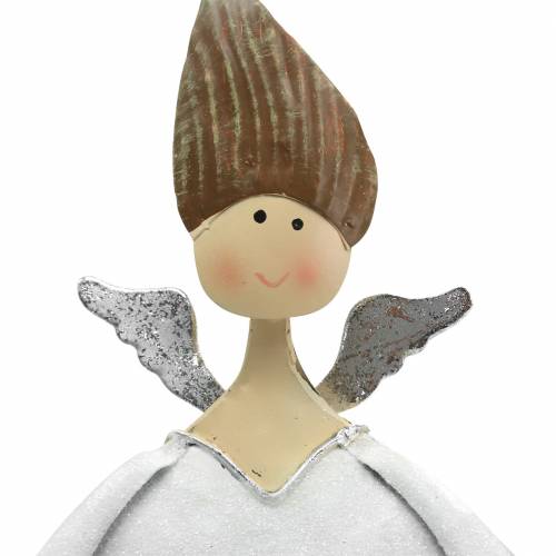 Floristik24 Dekorativ änglatrio metall vit, glitter Ø10 / 11,5 / 7cm H28,5 / 18 / 21cm 3st