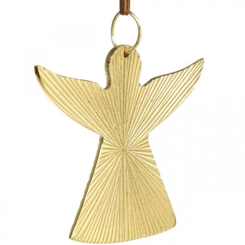 Dekorativ ängel, metallhänge, juldekoration gyllene 9 × 10cm 3st