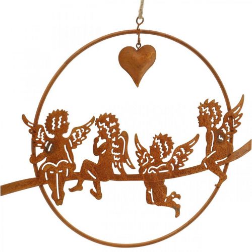 Floristik24 Julängel i ring, adventsdekoration, dekorationsring för bröllop, metalldekoration rostfritt stålgaller Ø20cm 3st