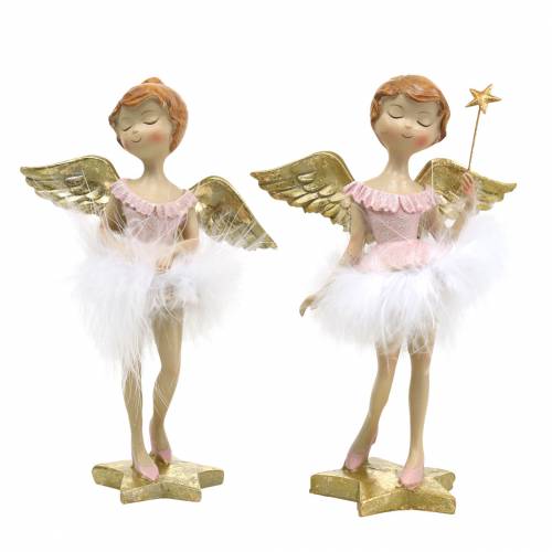 Artikel Deco ballerina ängelrosa, gyllene Ø11,5 H15cm 2st