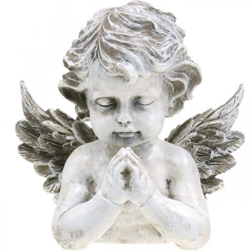 Floristik24 Be ängel, begravningsblomster, byst av ängelfigur, gravdekoration H19cm B19,5cm