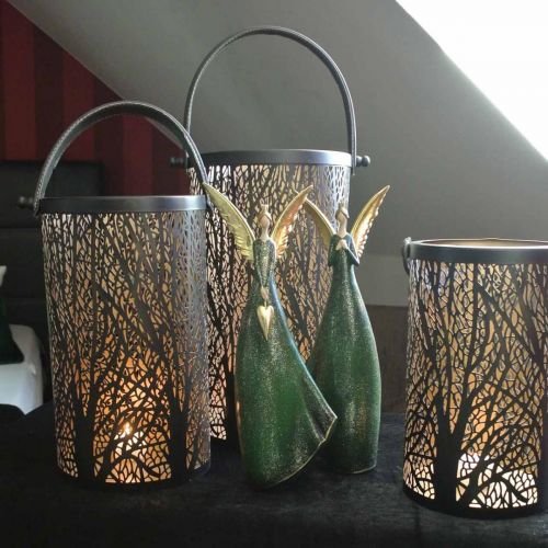 Floristik24 Deco figur ängelgrön julängel med gyllene hjärta H41cm