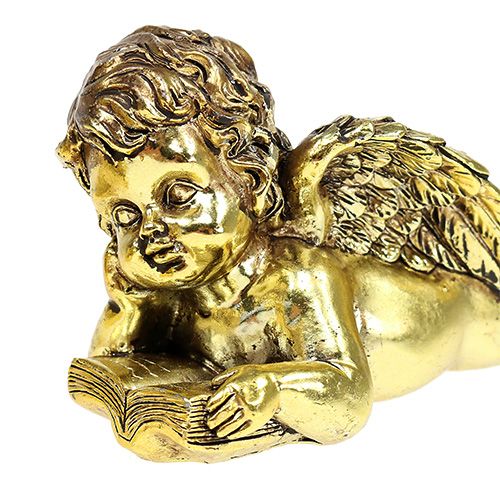 Floristik24 Ängel med bok liggande guld 11-13cm 4 st
