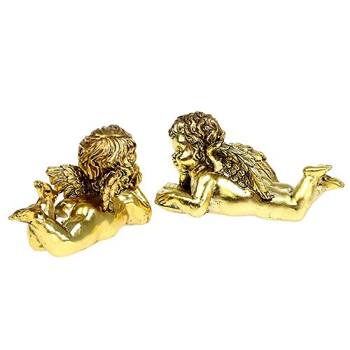 Floristik24 Ängel med bok liggande guld 11-13cm 4 st