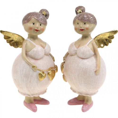 Floristik24 Rosa ängel med hjärta dekorationsfigur jul 9 × 8 × 19,5 cm 2st