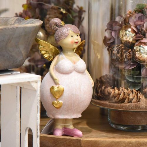 Floristik24 Rosa ängel med hjärta dekorationsfigur jul 9 × 8 × 19,5 cm 2st