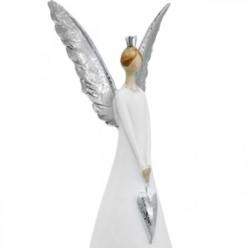 Floristik24 Dekorativ ängelfigur vit med hjärta Juldekoration H31,5cm uppsättning av 2