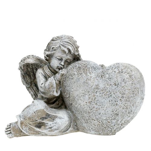 Floristik24 Ängel med hjärtgrå 11,5 cm × 9 cm × 6,5 cm 2 st