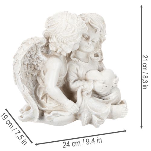 Ängeldekoration Barn Ängelpar med Hjärtskulptur 24cm | Floristik24.se