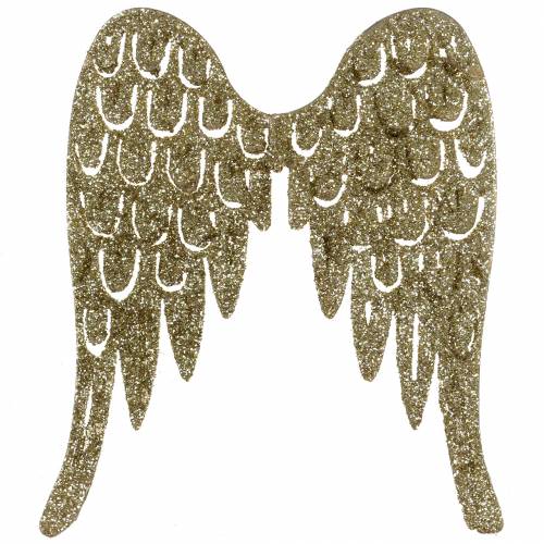 Floristik24 Ljusstake ängelvingar glitter guld 11cm x 9cm 6st