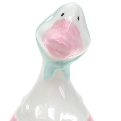 Floristik24 Keramik påskgås rosa, vit H 11,5cm 4st