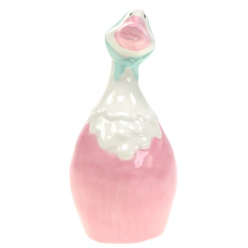 Floristik24 Keramik påskgås rosa, vit H 11,5cm 4st