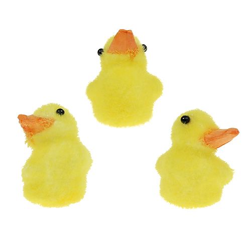 Floristik24 Anka mini 4cm flockad gul 12st
