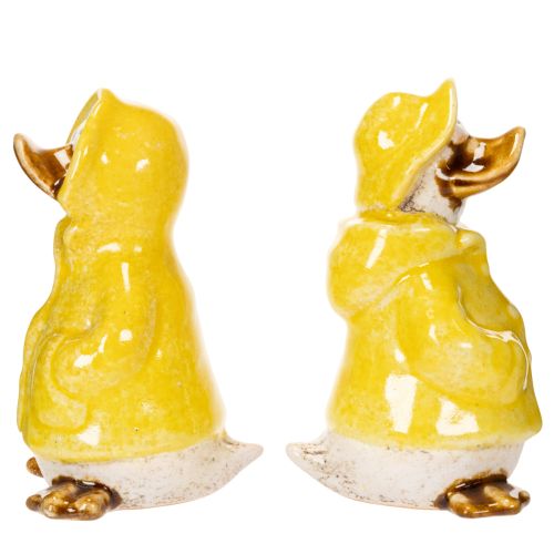 Artikel Ankfigurer, regnrockar i keramik för rolig balkong- och trädgårdsdekoration, 11 cm, 4 stycken