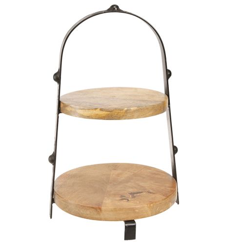 Floristik24 Tårtställ trä metall natursvart 2-vånings Ø25,5cm H38cm