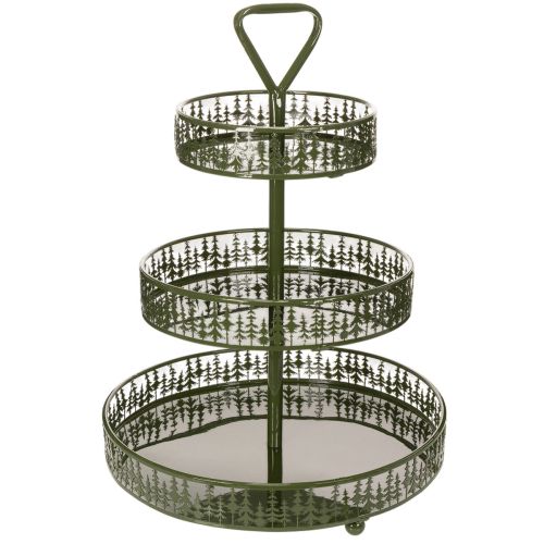 Serveringsställ i metall, grönt, tre nivåer, grandekor, runt, 49 cm köpa | Floristik24.se