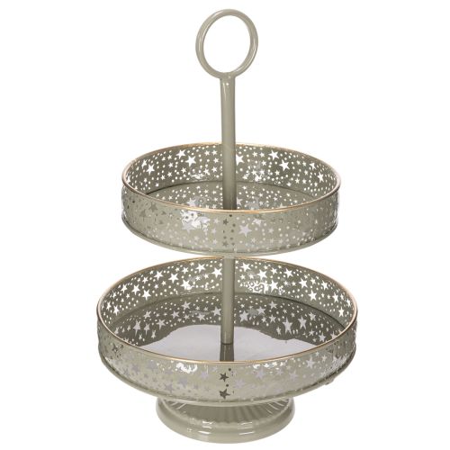 Dekorativ serveringsbricka i två nivåer med handtag, stjärnmotiv, 49 cm