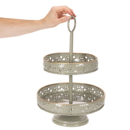 Dekorativ serveringsbricka i två nivåer med handtag, stjärnmotiv, 49 cm | Floristik24.se