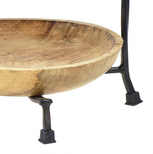 Floristik24 2-vånings tårtställ Trä Naturmetall Svart Ø19cm H40cm