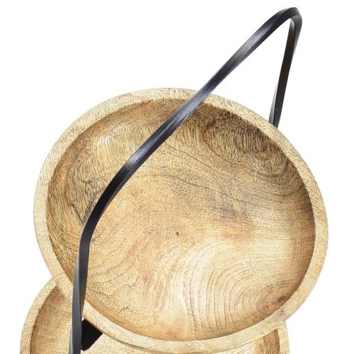 Floristik24 2-vånings tårtställ Trä Naturmetall Svart Ø19cm H40cm