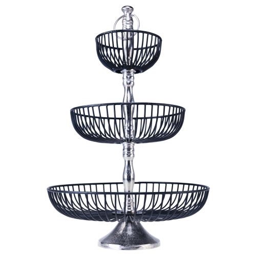 Artikel Tårtställ 3-lager Metall Svart Silver Ø37cm H53,5cm