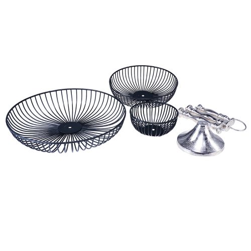 Artikel Tårtställ 3-lager Metall Svart Silver Ø37cm H53,5cm
